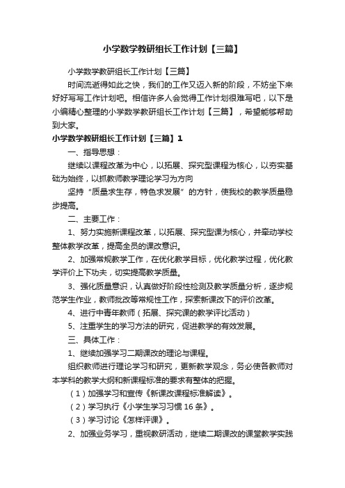 小学数学教研组长工作计划【三篇】