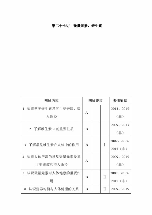 2020年高考化学二轮复习讲义:第二十七讲 微量元素、维生素