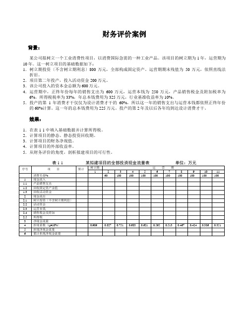 财务评价案例