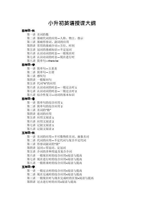 小升初英语授课大纲