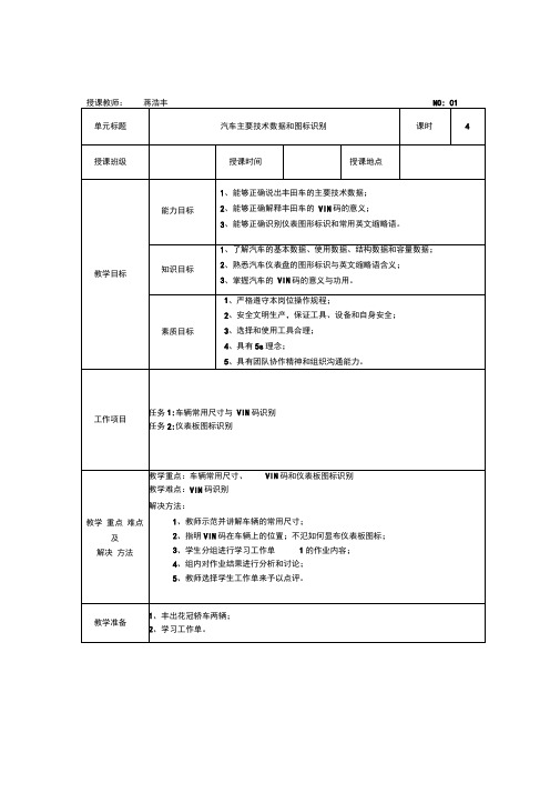 汽车实用与维护课程单元教学设计