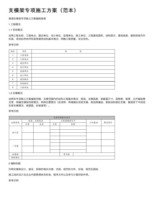 支模架专项施工方案（范本）