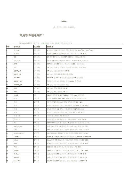 通讯协议对照表