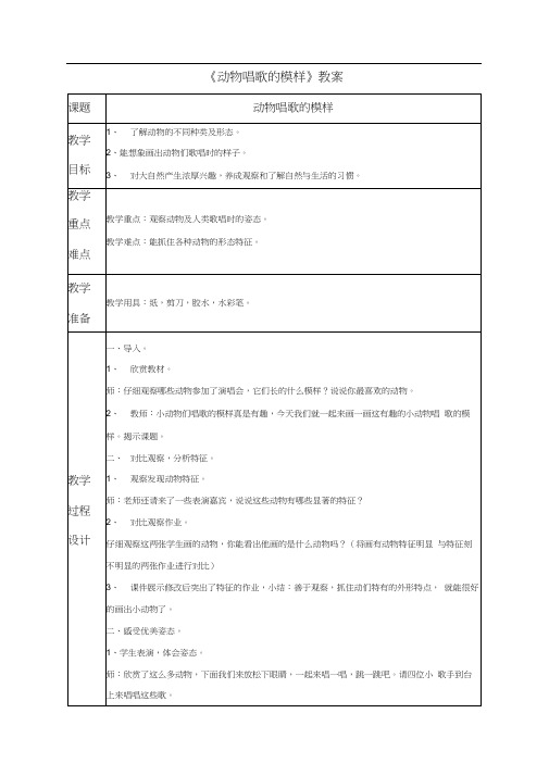 《动物唱歌的模样》教案2