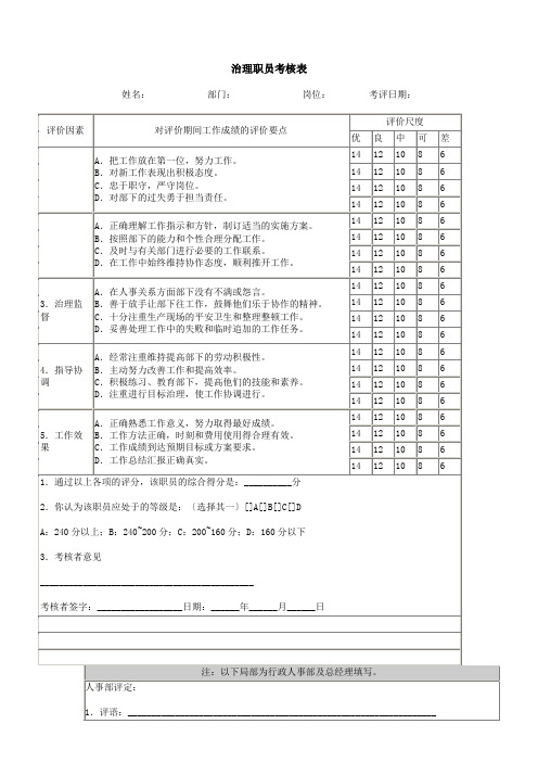 管理员工考核表(1)