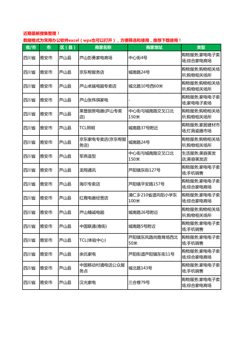 2020新版四川省雅安市芦山县数码商城工商企业公司商家名录名单黄页联系方式大全17家