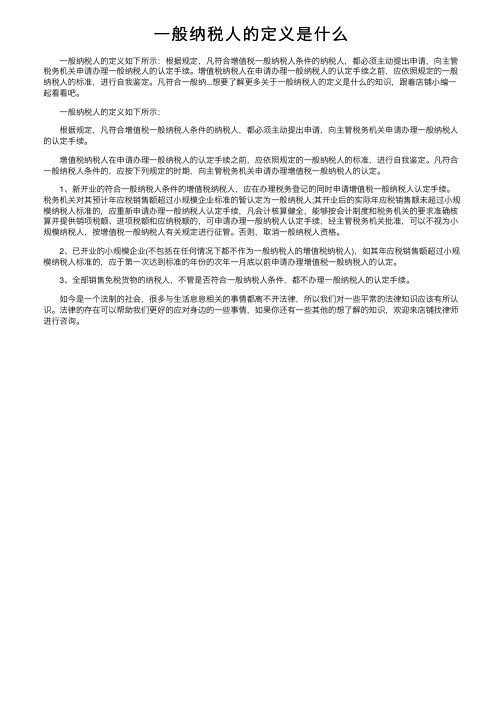 一般纳税人的定义是什么