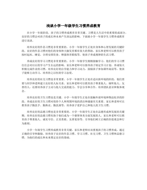 浅谈小学一年级学生习惯养成教育