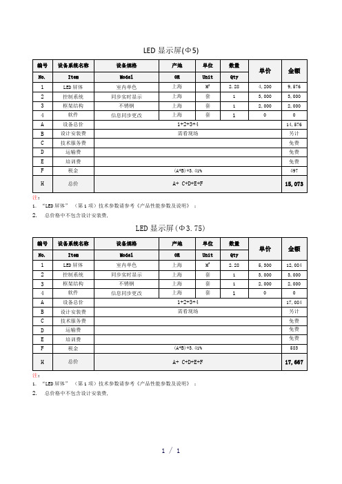 LED报价单word版