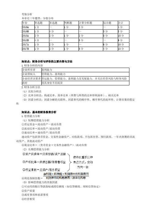 2020年中级会计职称《财务管理》考情分析-第十章 财务分析与评价