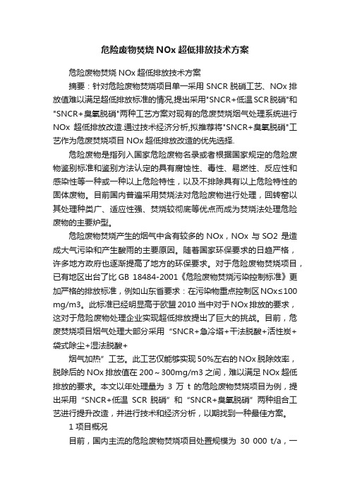 危险废物焚烧NOx超低排放技术方案