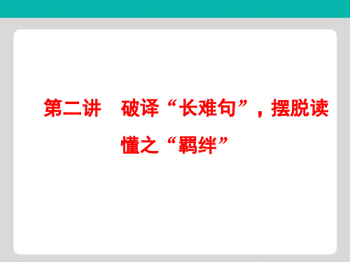 2019版二轮复习英语通用版课件第一板块 阅读理解之能力篇 第二讲 破译“长难句”摆脱读懂之“羁绊”