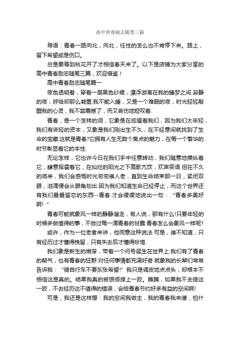 高中青春励志随笔三篇