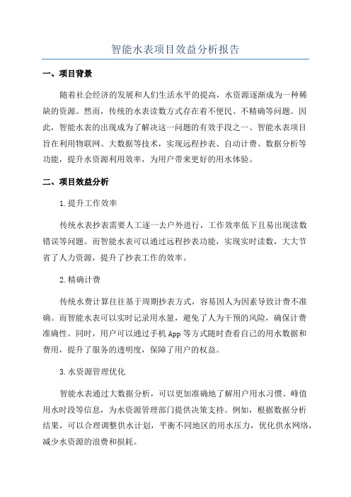 智能水表项目效益分析报告