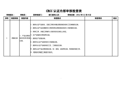 CRCC认证内部审核检查表