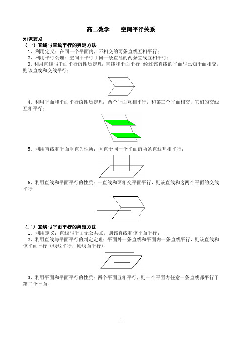 高二数学    空间平行关系