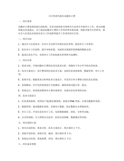 可行性研究报告问题审计署