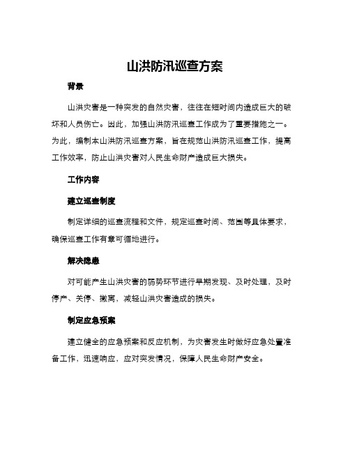 山洪防汛巡查方案