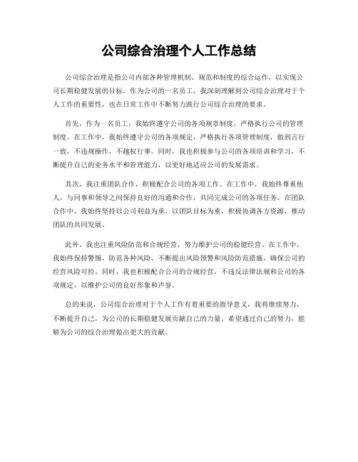 公司综合治理个人工作总结