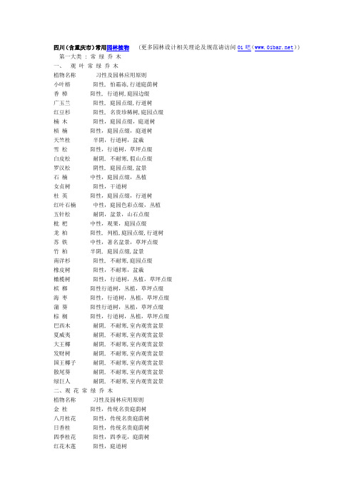 川渝常见园林植物