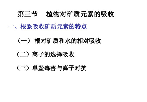 第三节植物对矿质元素的吸收一根系吸收矿质元素的特点