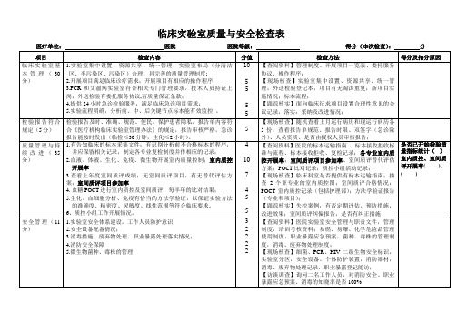 医疗质量及安全检查临床检验检查表