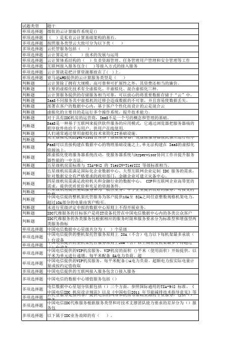 中国电信云计算考试题题库