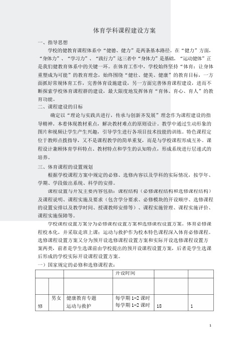 体育学科课程建设方案