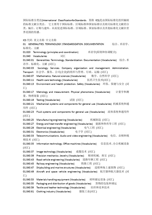 国际标准分类法ICS