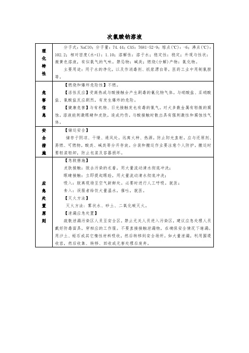 次氯酸钠溶液