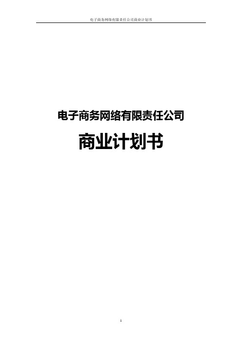 电子商务网络有限责任公司商业计划书