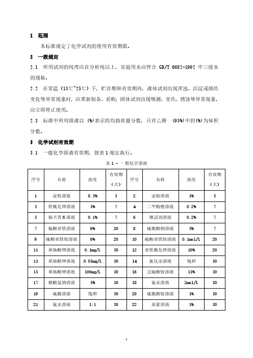 化学试剂有效期-标准