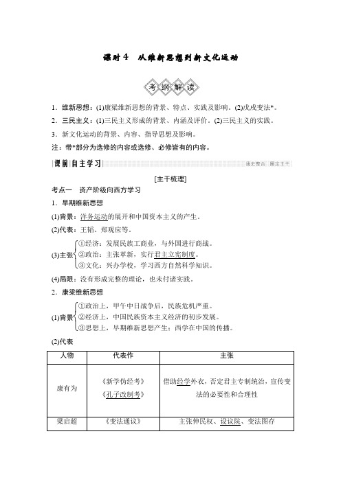 高考历史一轮复习通史人教版讲义阶段七课时4从维新思想到新文化运动