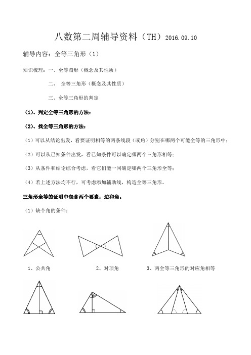 八年级数学全等三角形一对一辅导讲义()