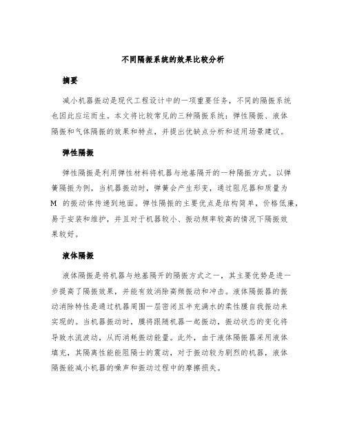 不同隔振系统的效果比较分析