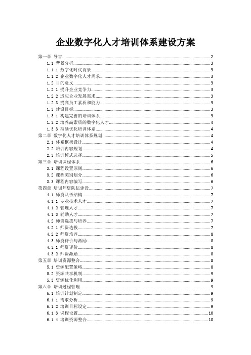 企业数字化人才培训体系建设方案