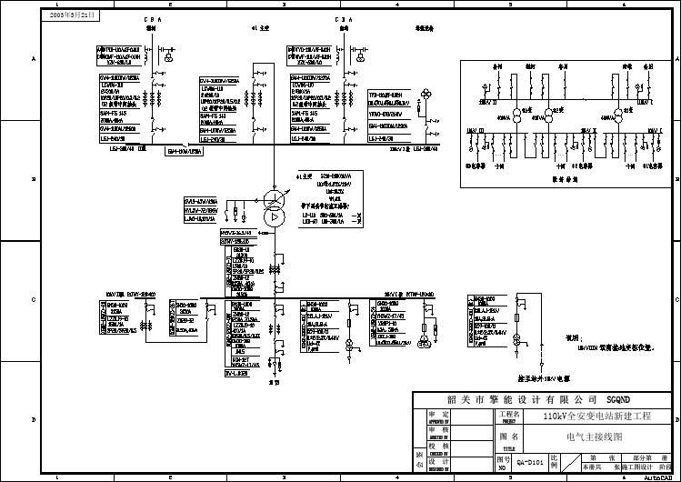 某地区典型110kV变电站一次部分cad图纸