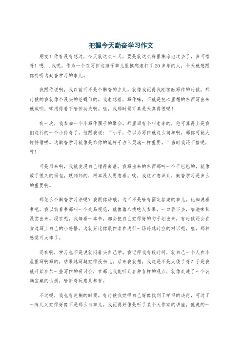 把握今天勤奋学习作文