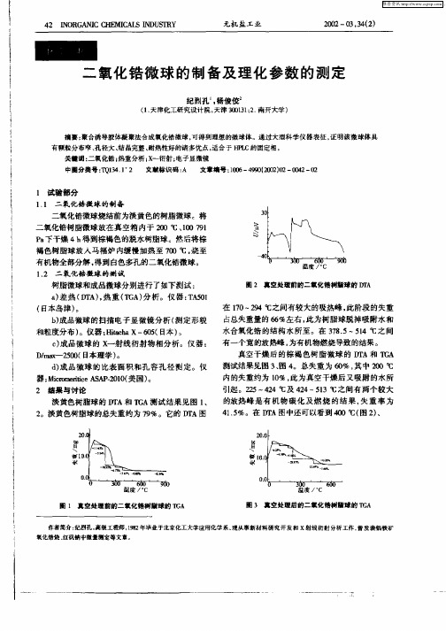 二氧化锆微球的制备及理化参数的测定