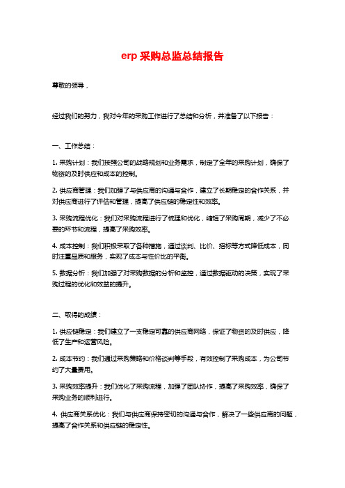 erp采购总监总结报告