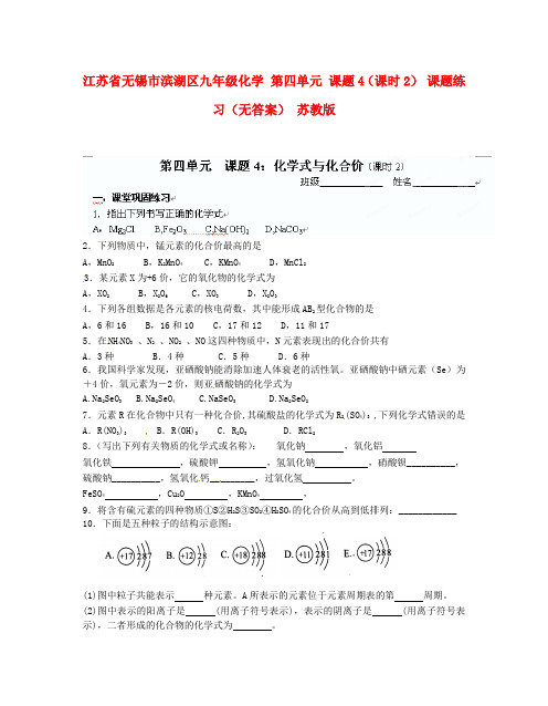 最新-江苏省无锡市滨湖区九年级化学 第四单元 课题4(