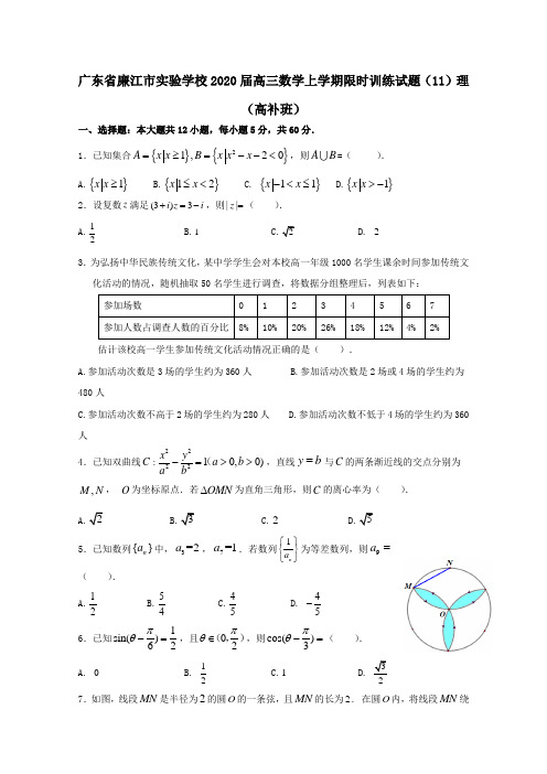 广东省廉江市实验学校2020届高三数学上学期限时训练试题11理高补班