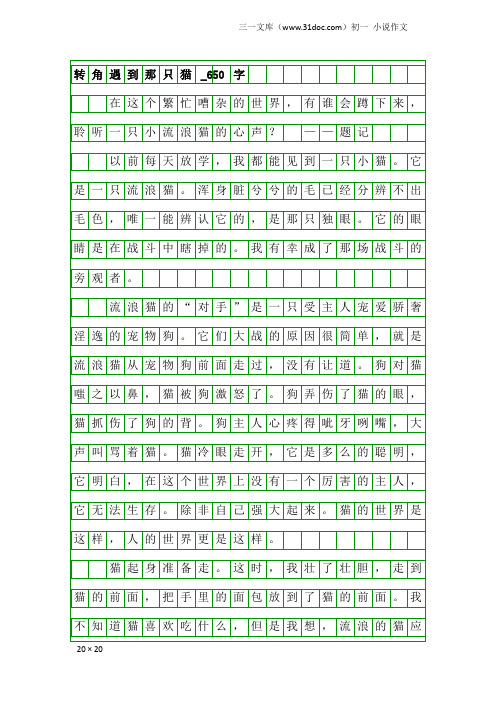 初一小说作文：转角遇到那只猫_650字