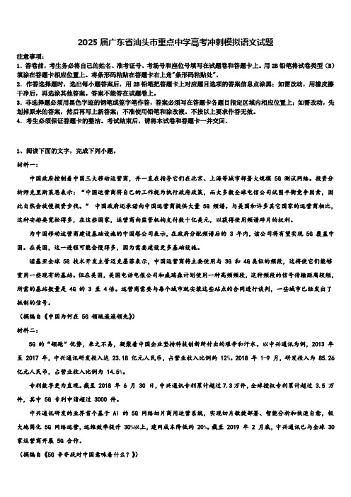 2025届广东省汕头市重点中学高考冲刺模拟语文试题含解析