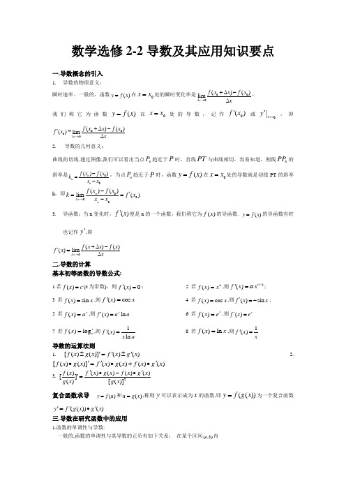 数学选修2-2导数及其应用知识要点