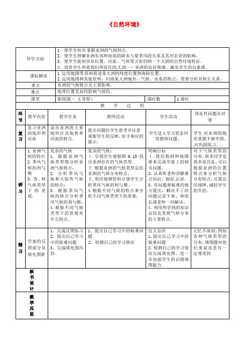 吉林省通化市外国语中学七年级地理下册 第六章 第二节 自然环境导学案2(无答案)(新版)新人教版