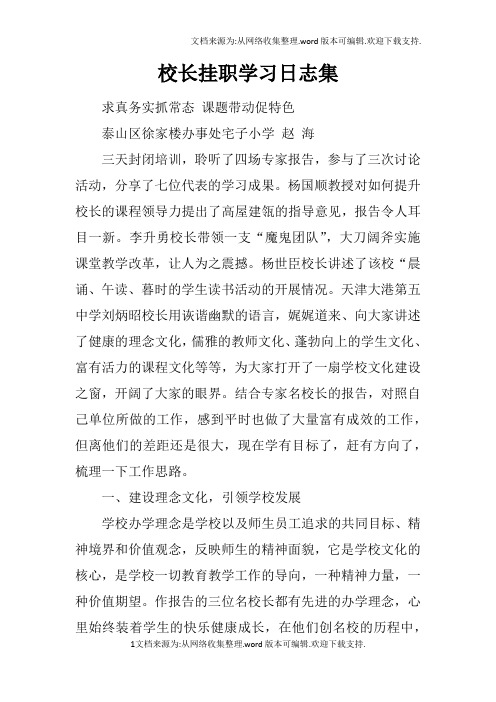 校长挂职学习日志集