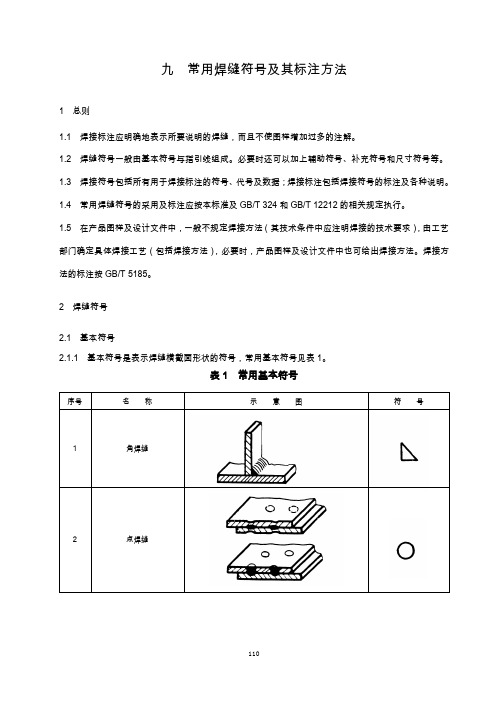 常用焊缝符号及其标注方法