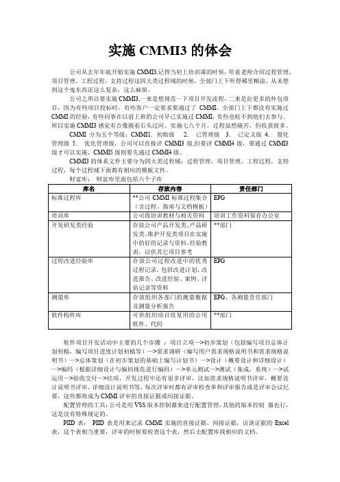 实施CMMI3的体会