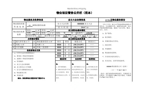 物业项目管务公开栏(范本)